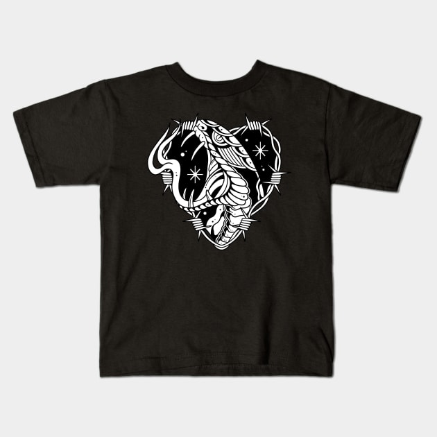 Snake Tattoo Vintage Traditional Kids T-Shirt by Afdhal Project